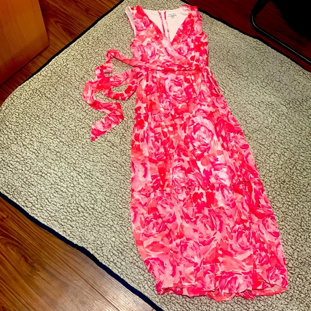 Pink and white CK floral maxi dress